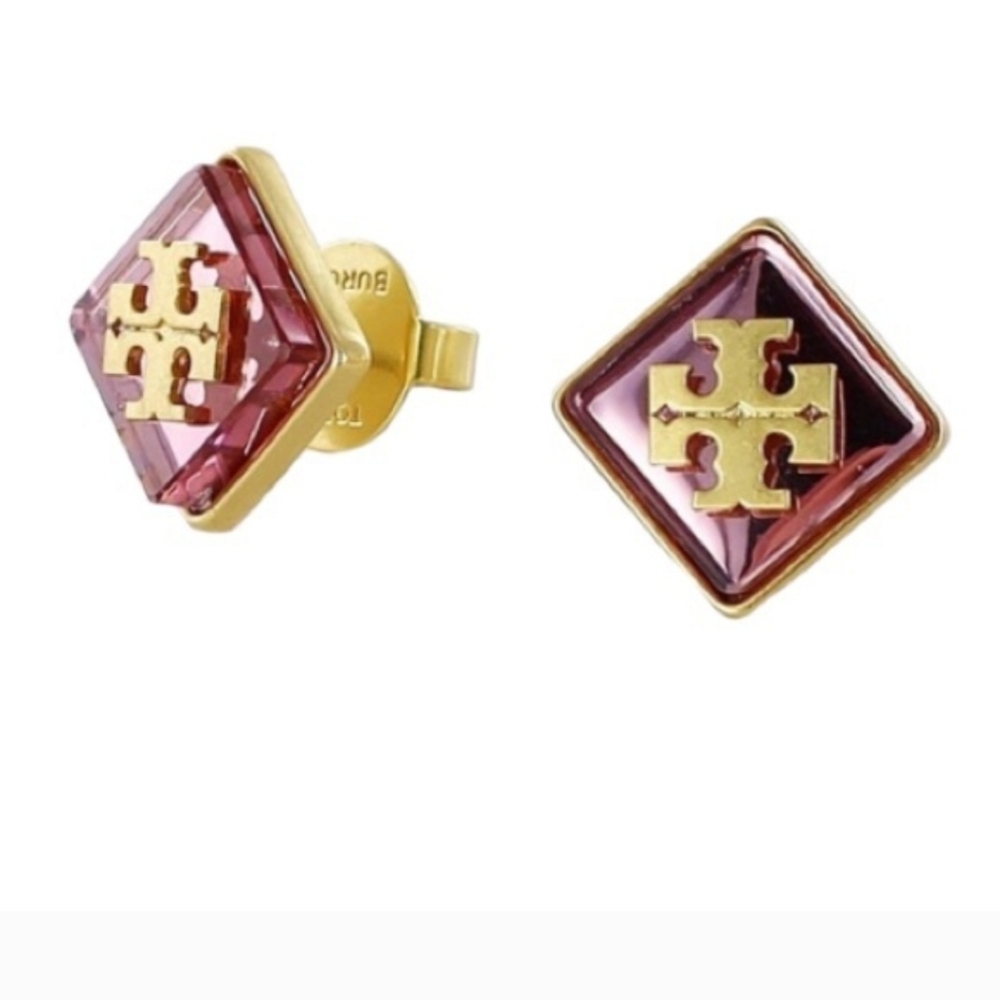 Tory Burch Resin Logo Stud Earrings